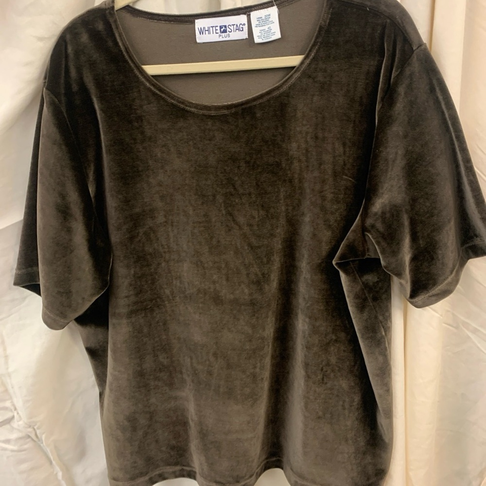 White Stag Women's Dark Brown Velvet Short Sleeve Top